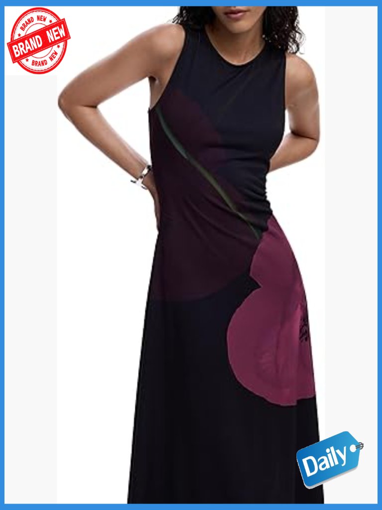 Sleeveless Midi Dress With Zipper Closure Chevron Pattern